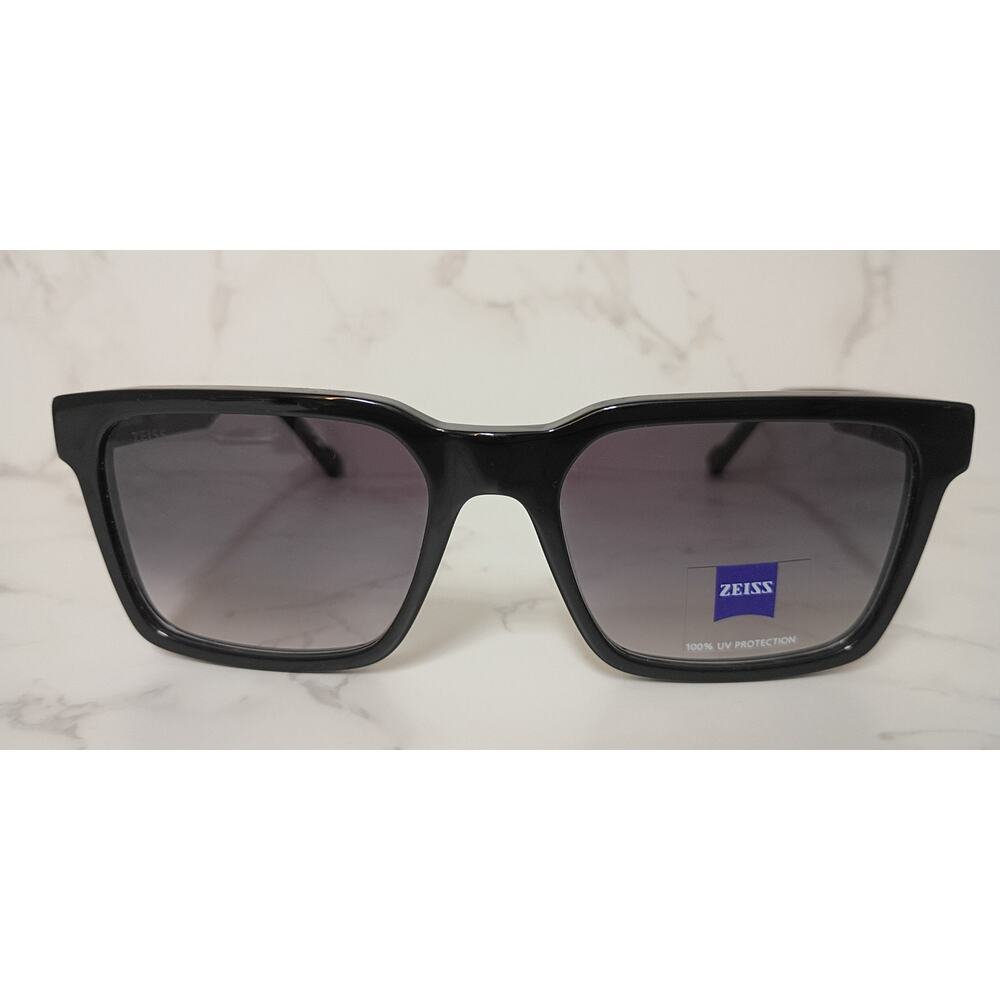 ZEISS Unisex Black Square Sunglasses with Gradient Grey Lenses - NEW